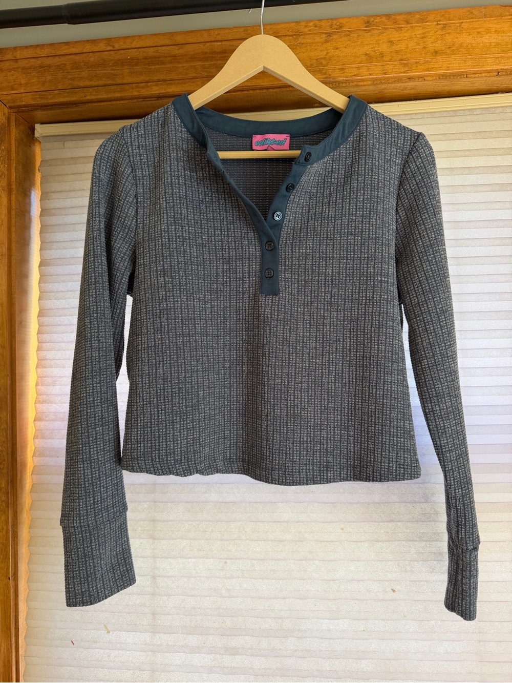 Edikted Ribbed blue Sweater - Women's Long Sleeve crop M 0221